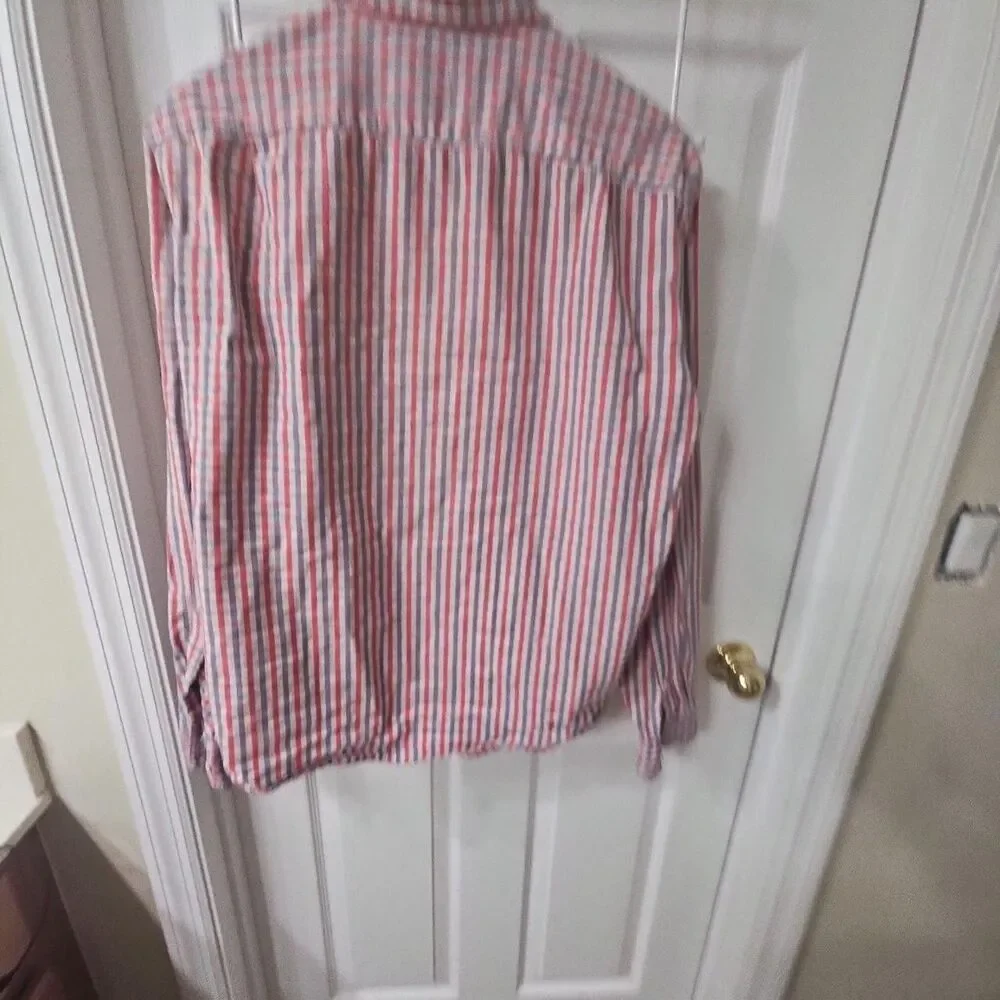 J.Crew Men's Slim Fit Red White and Blue Gingham Button Down Long Sleeve Shirt